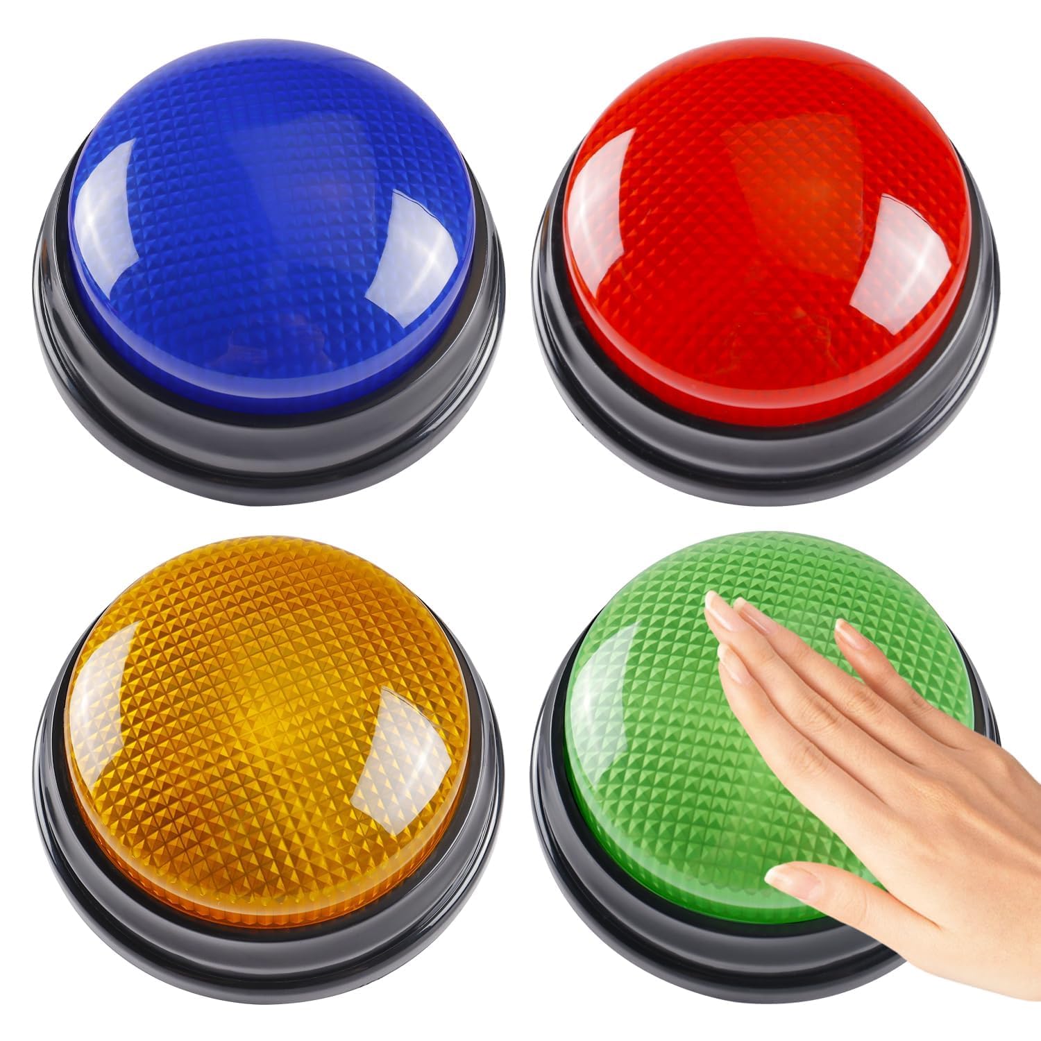 Azonee 4 Pack Game Show Buzzers, Answer Buzzers for Classroom, Nteractive Game Buzzer, Great for Trivia Games and Family Game for Kids Ages 4-10