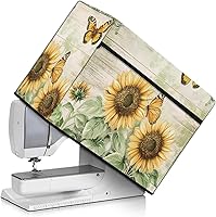 Vista 32 de Funda para máquina de coser de girasoles de otoño con prácticos bolsillos, cubierta protectora duradera acolchada contra el polvo, accesorios