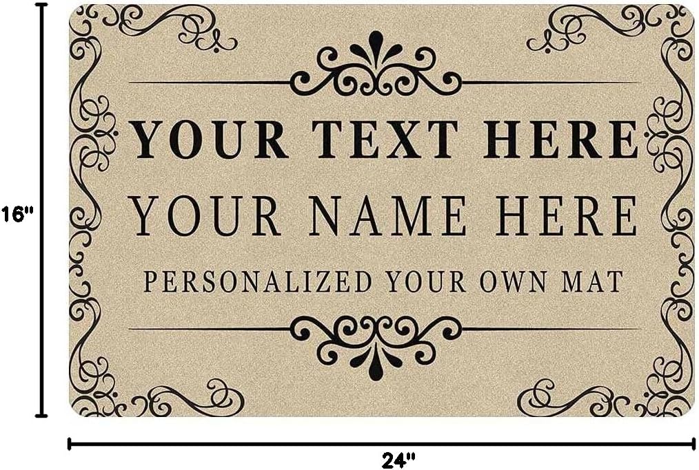 InterestPrint Customized Welcome Door Mat Personalized Add Your Own Text Name on Doormat Beige Design Indoor Outdoor Rug Decor Non Slip