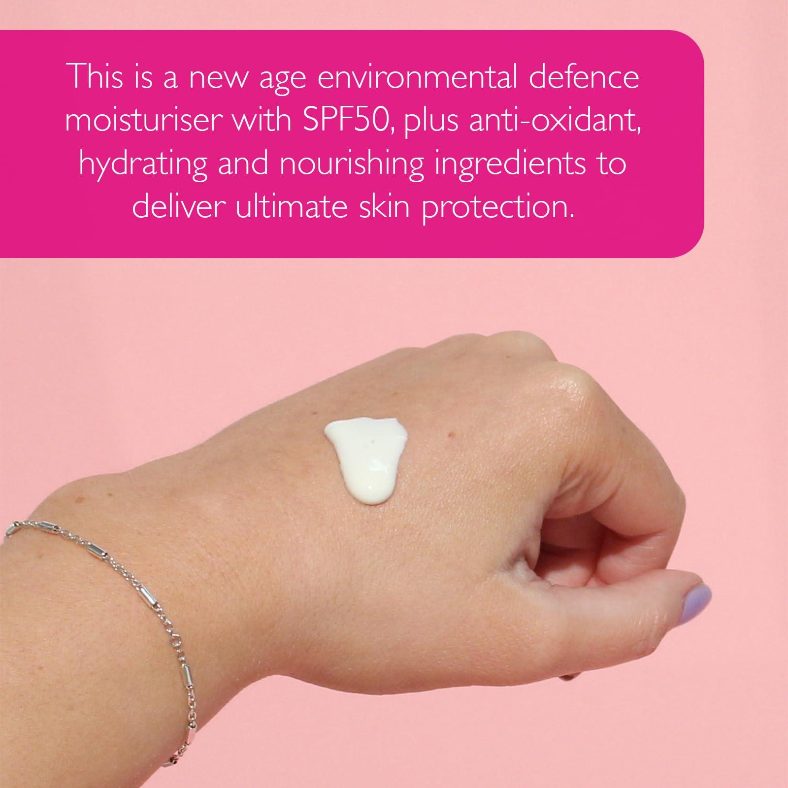 SKINICIAN SPF 50 face moisturiser, primer, UVA & UVB protection, non sticky, fragrance free for sensitive skin 50ml - Image 3