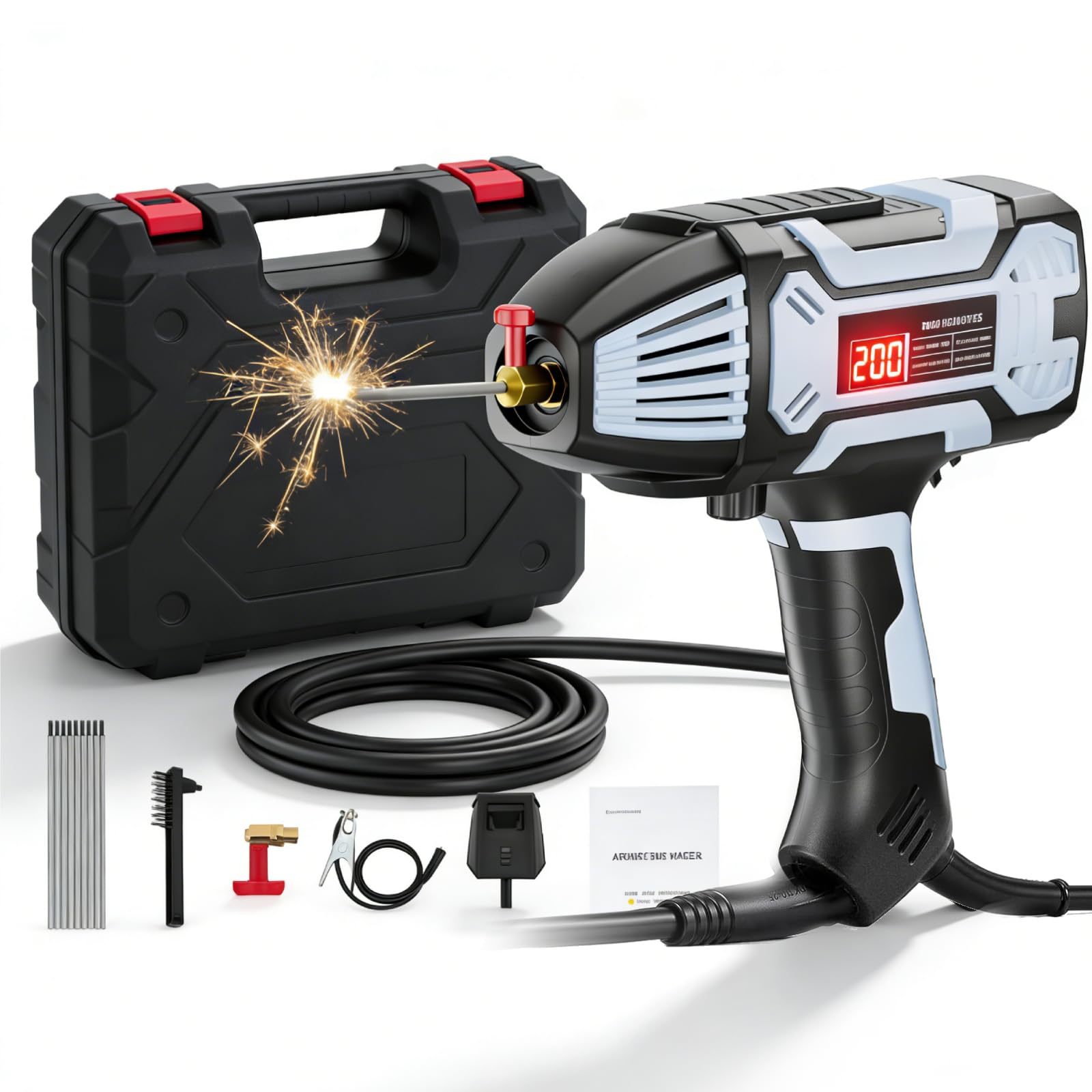 Portable Inverter Electrode Welder, 200A ARC Welding Machine Electrode, 220V/3000W IGBT Inverter Welder Electric Arc Welding Device Welding Machine For Electrode 1.6-3.2mm