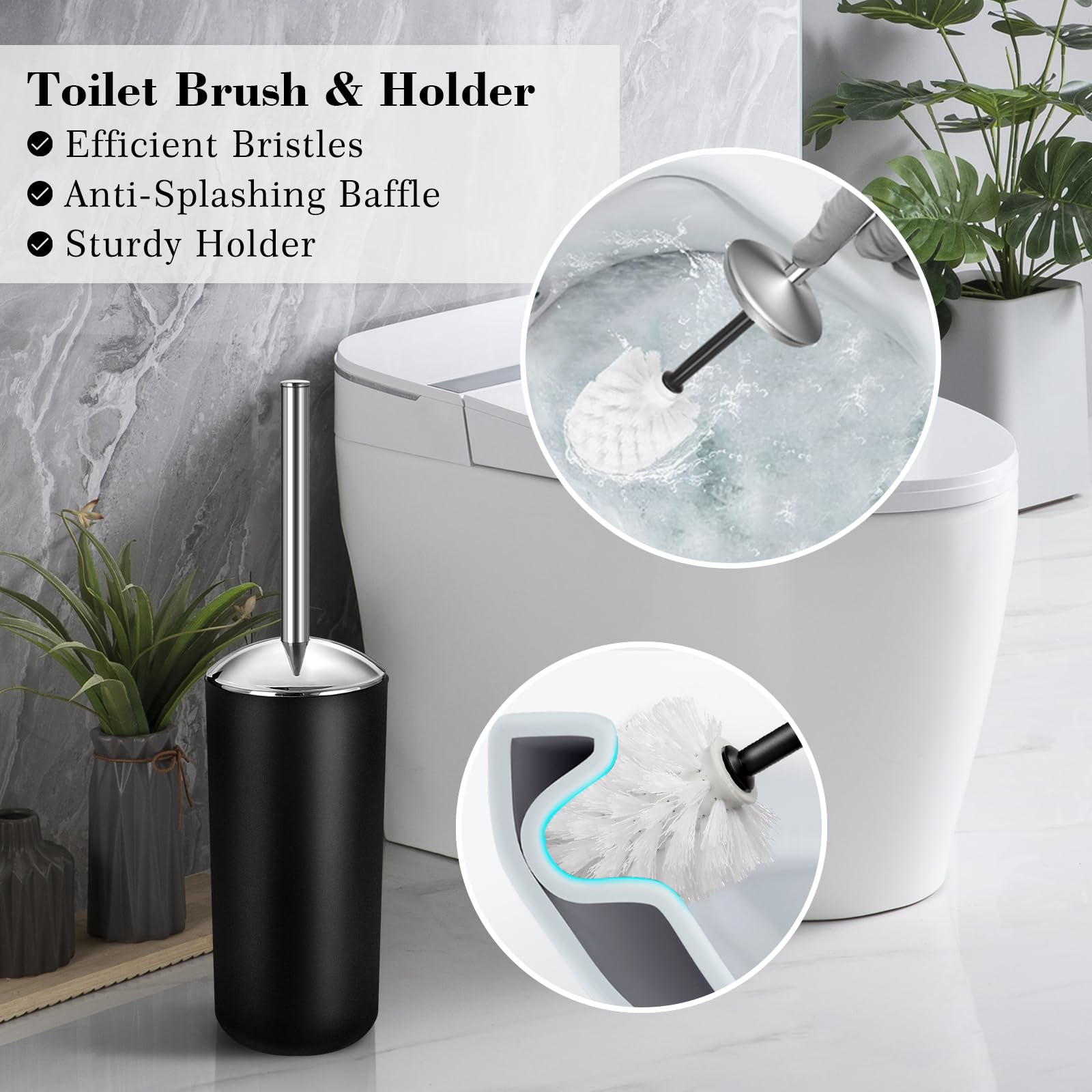 Juego de 20 cortinas de ducha con ganchos, juego de accesorios de baño negros con papelera, juego de accesorios de baño completo con juego de cortina de ducha, juego de accesorios de baño