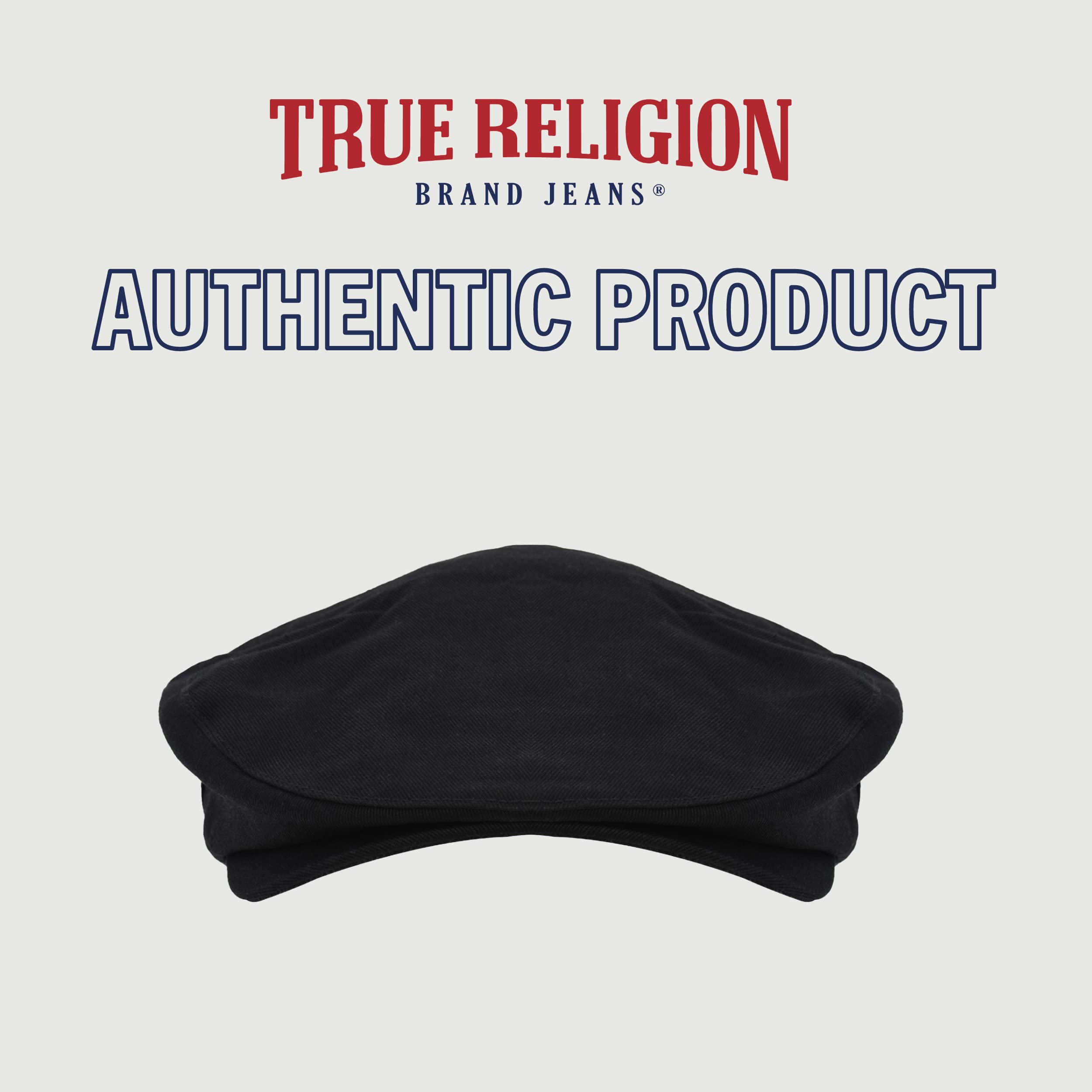 True Religion Women's Flat Cap, Cotton Breathable Driving Newsboy Hat with Horseshoe Woven Logo