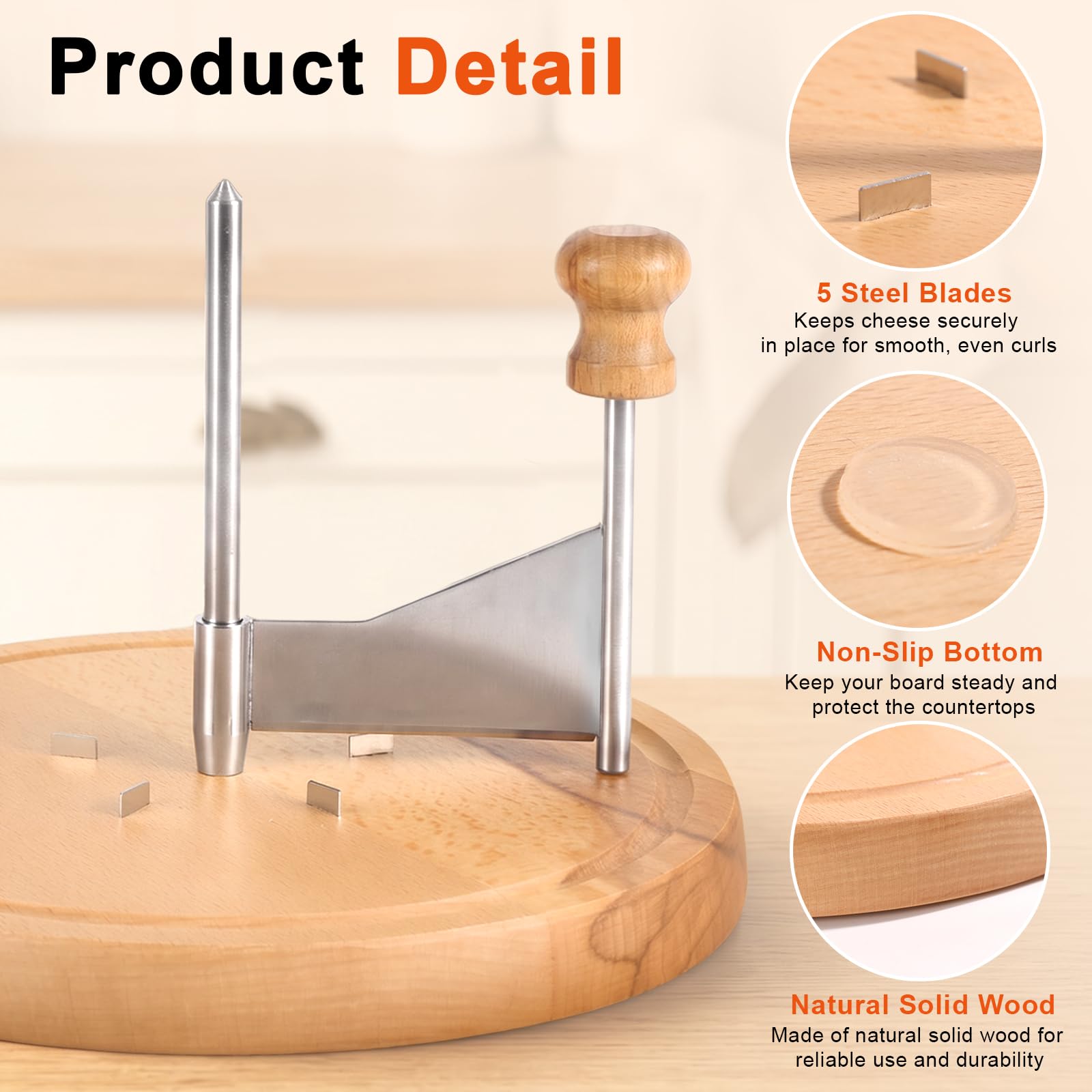 Affettatrice portatile per formaggio, in legno, con lama in acciaio inox, utensile da taglio manuale per parmigiano, Girolle, Camembert, Tete De Moine