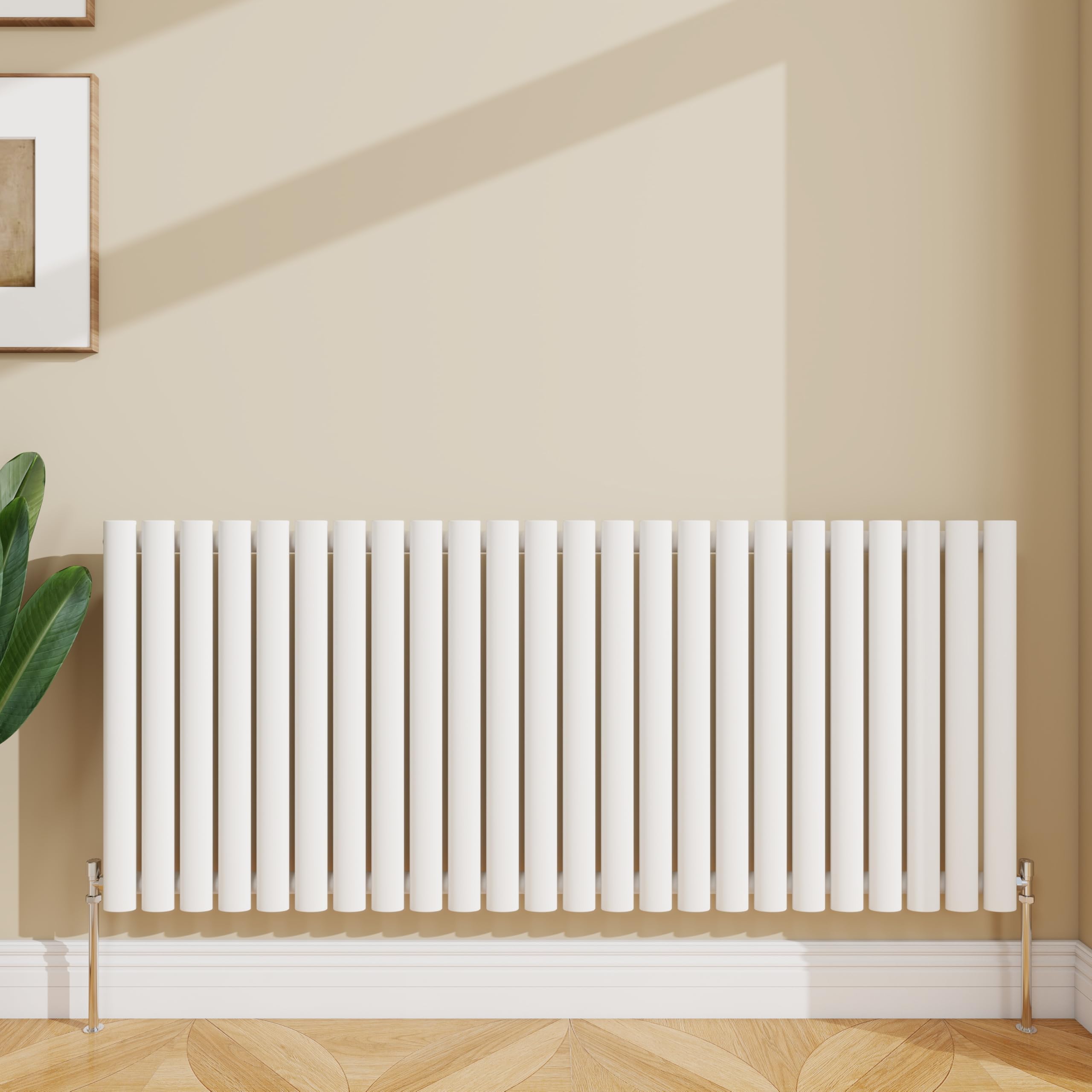 SLINE SANITARY Horizontal Oval Column Rradiator Bathroom Central Heating White 600×1416mm Single Panel Radiator — image 1
