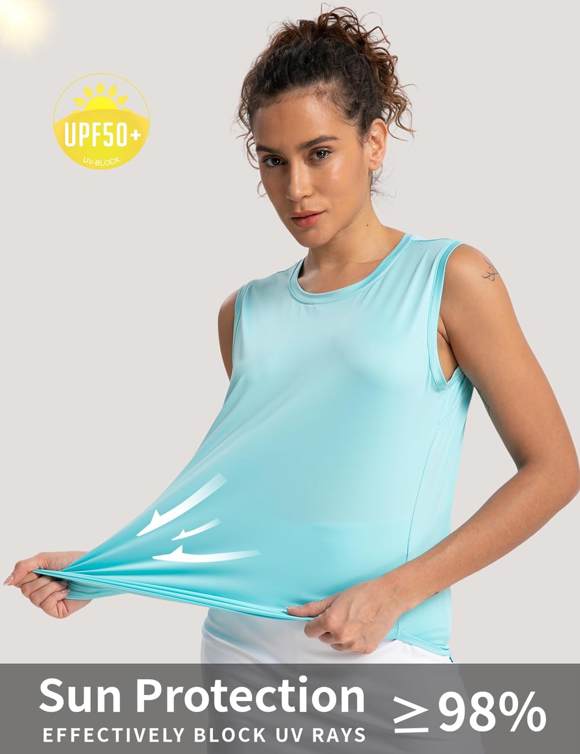 Workout Tank Tops for Women Sleeveless Athletic Tops Gym Shirts Loose Fit Running Tennis UPF50+ - Image 5