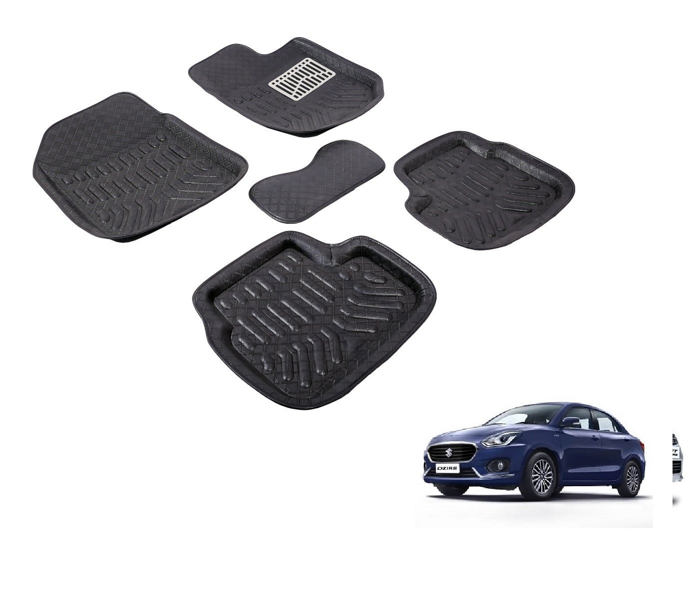 Autonity 3D Black Car Floor/Foot Mats For Maruti Suzuki New Swift Dzire