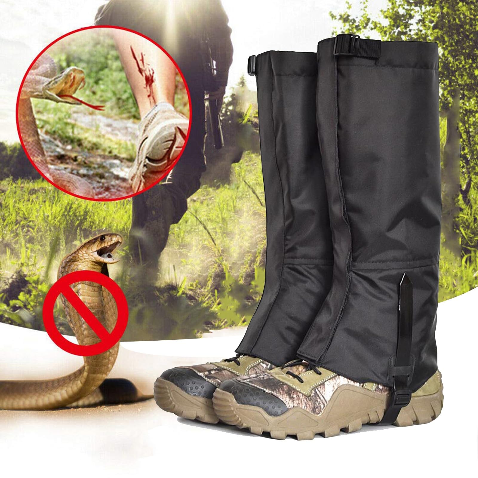 Guêtres de Jambe, guêtres d'extérieur réglables et allongées et guêtres de Raquettes à Neige, adaptées au Camping for Hommes et Femmes, à l'escalade, à la randonnée et à la Raquette