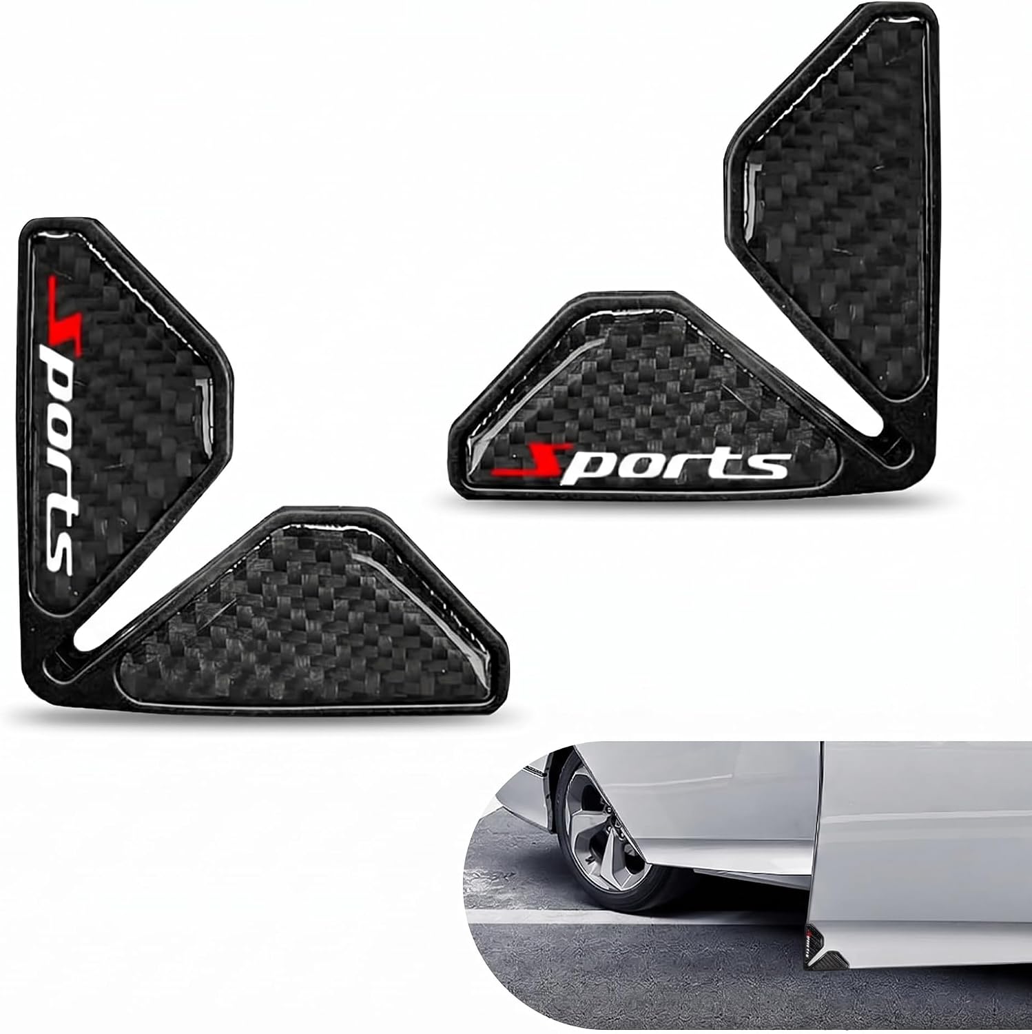 2 PCS Car Door Corner Protector, Carbon Fiber Edge Guard, Anti-scratch Anti-collision Buffer Pad, Universal for Most Cars, SUVs (Black #Sports)