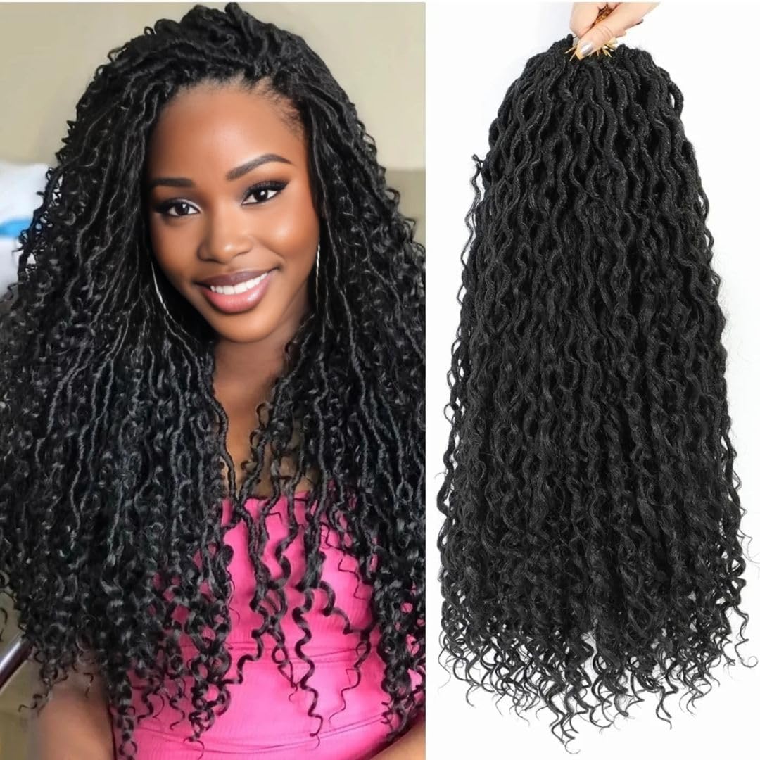 Alororo Goddess Locs Crochet Hair 24 Inch 7 Packs Faux Locs Crochet Hair for Black Women Boho Soft Crochet Locs Hair Pre Looped Crochet Braids with