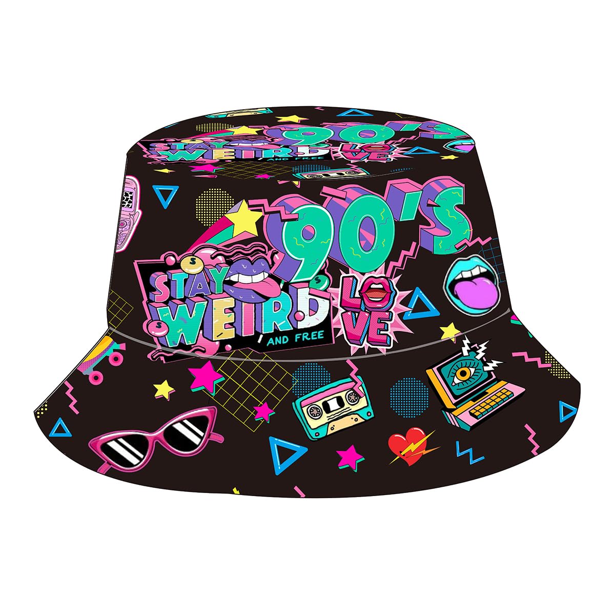 Eigso 90er Fischerhüte Retro Modischer 80er Eimer Hut für Damen Sonnenhut Anglerhut Outdoor Fishing Hat