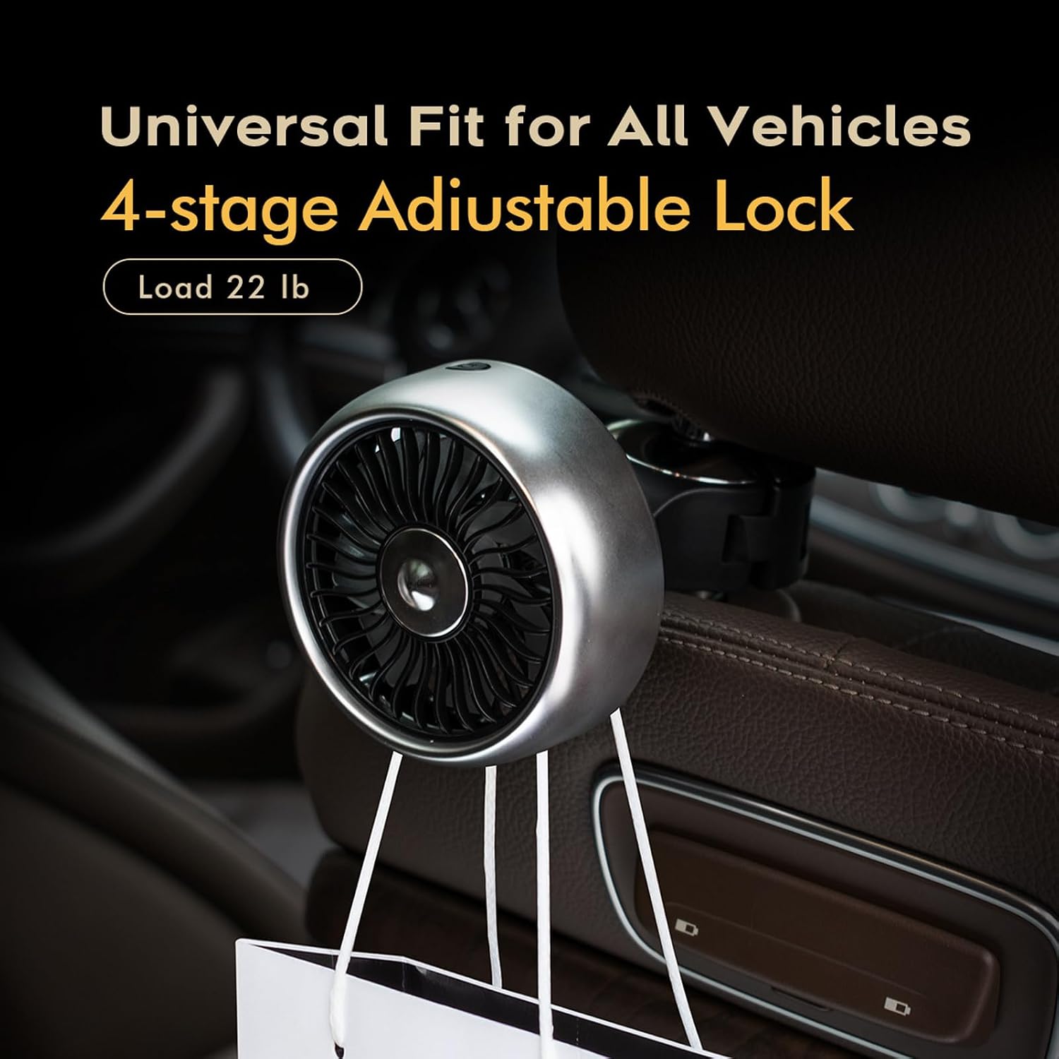 Kwak's Car Seat Fans,Portable USB Fan for Car,3 Speeds Strong Wind with LED Colorful Lights, Adjustable Clip Cooling Fan for Cars Vans RV SUV Truck(black)
