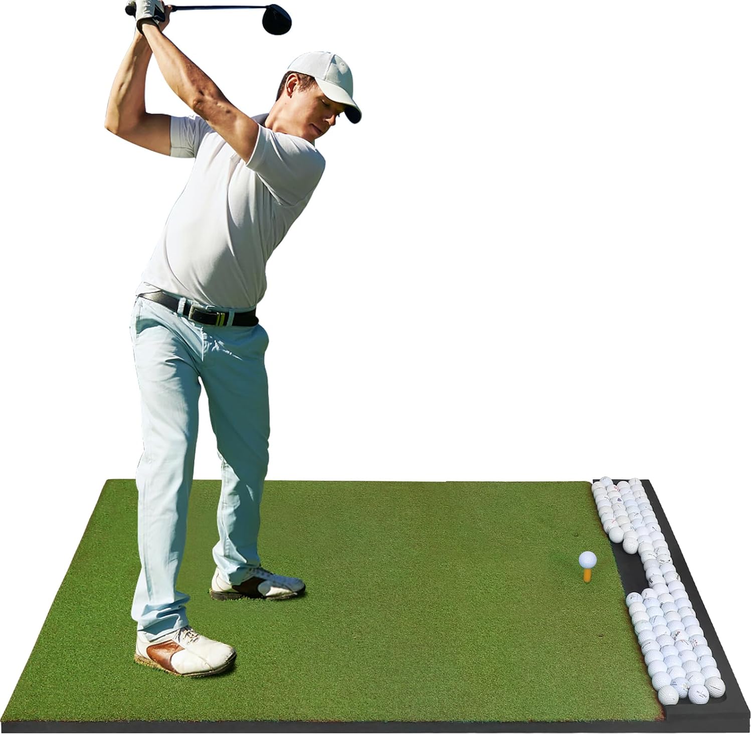 5x4ft Golf Hitting Mat with Integrated Ball Tray, High-Density Artificial Turf for Indoor & Outdoor Golf Training Mats 6x4 ft