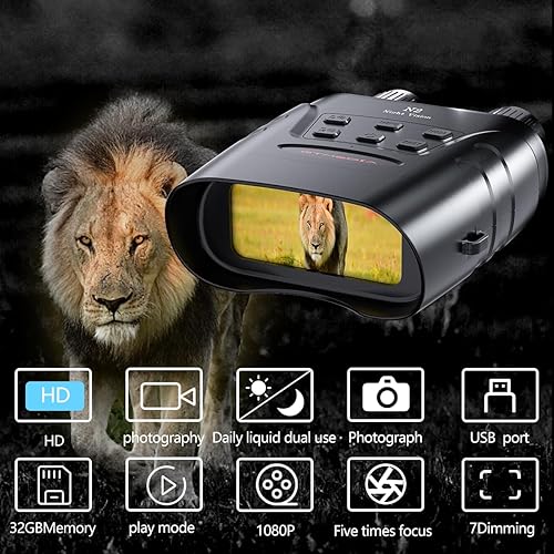 Miniatura 2 de Binoculares de visión nocturna 1080P y 3.5 pulgadas, gafas digitales de visión nocturna infrarroja para adultos, zoom 5X, nivel de brillo 7, noche y