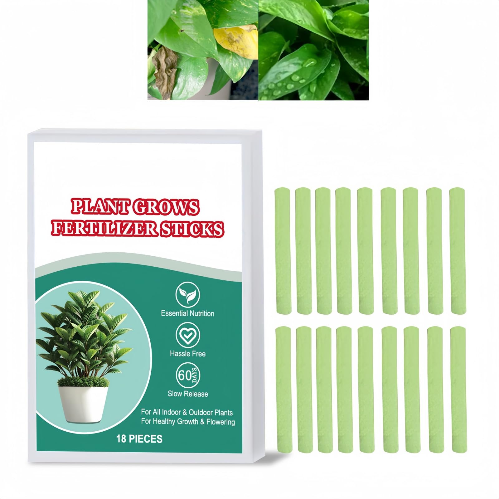 18Pcs Plant Food Sticks,Slow Release Fertilizer for Indoor & Outdoor Plants,House Plant Food & Fertiliser for Potted Flowers,Vegetables,Bonsai Trees,Hydroponic Plant Food for Root Growth,Easy Use