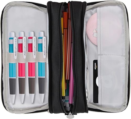 Miniatura 7 de Chelory Estuche para lápices de gran capacidad, bolsa de almacenamiento grande, bolsa de lápices de 3 compartimentos para papelería, estuche para
