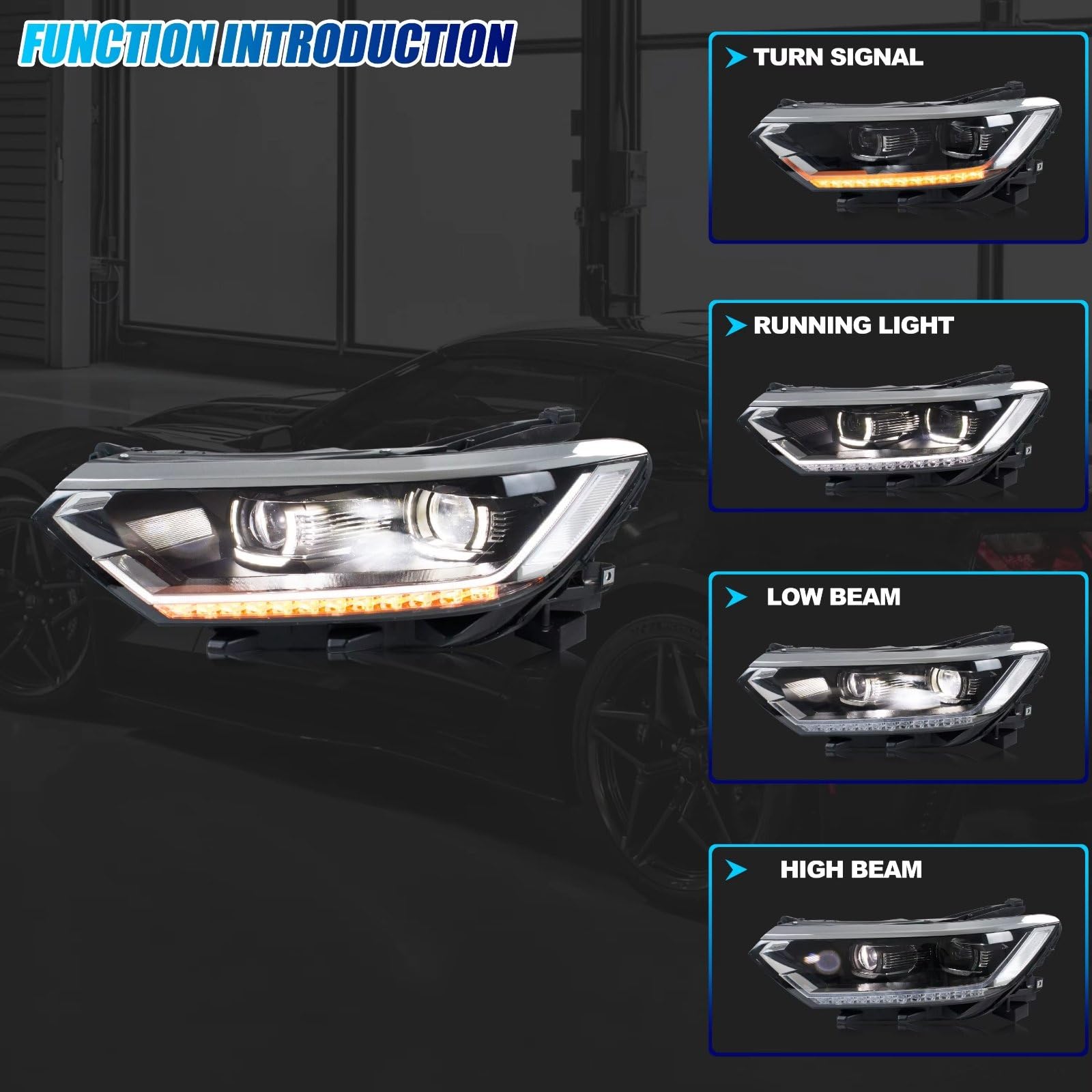 Faro Fanale Anteriore Per Passat B8 2014-2018 Proiettore A Matrice Sequenziale Indicatori Di Direzione Anteriori Coppia Fari A LED Luce Marcia Diurna