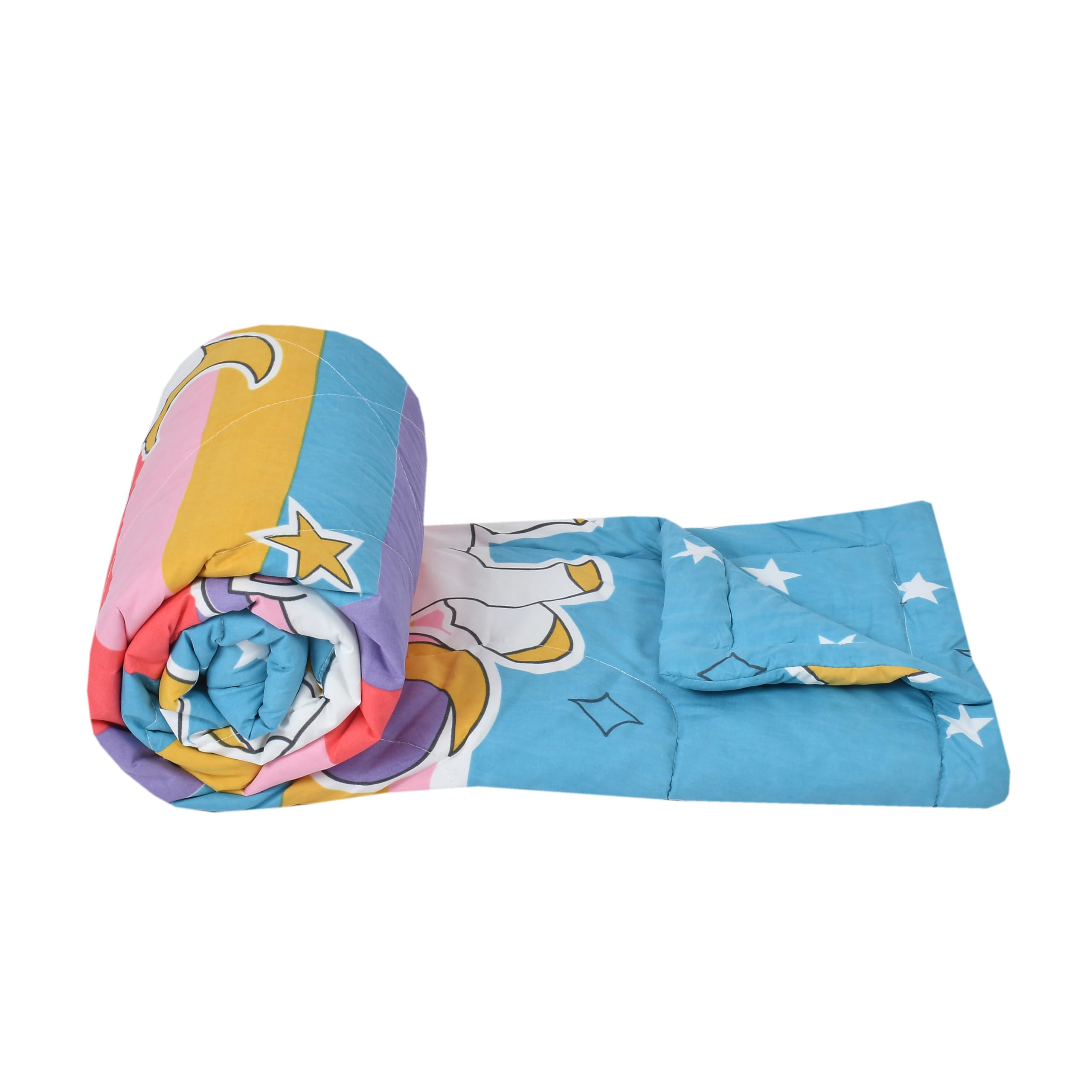 FRESH FROM LOOM All Seasons Collection Unicorn Multicolor Single Bed - 60 x 90 inch Kids Comforter, Cotton/40% Microfiber, Machine Wash, 1 Piece