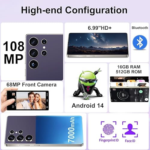 Miniatura 2 de I25 Ultra 5G teléfonos desbloqueados, bolígrafo integrado, batería de larga duración de 7000 mAh, teléfono celular desbloqueado con pantalla HD de