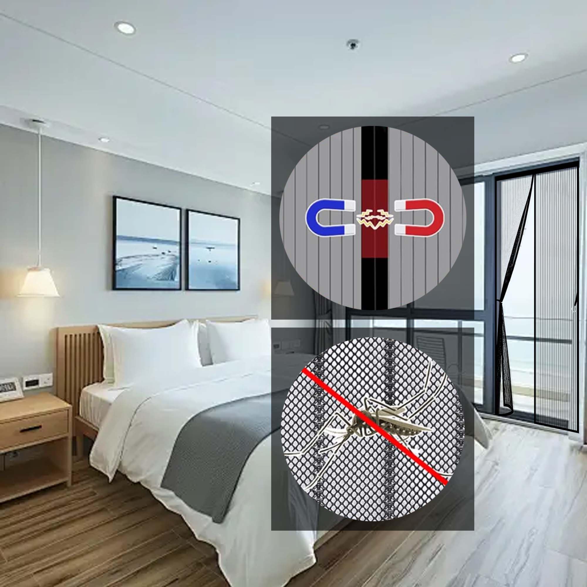 Zanzariera Magnetica per Porta Esterna 128 x 237 cm Anti Insetti Traspirante Chiusura Automatica Bianca Zanzariere Porte per Porte di Soggiorno Camera da Letto Casa, Bianco