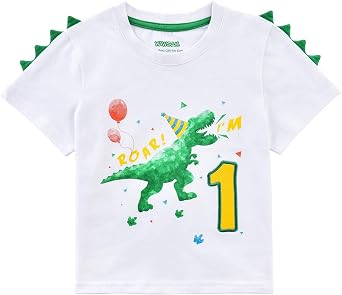 WAWSAM 1st Birthday T-Shirt Baby Boy Toddler 1 Year Old B-Day Tee Gift First Themed Birthday Party Top Tee