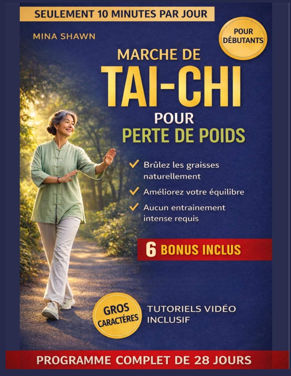 MARCHE DE TAI-CHI POUR PERTE DE POIDS: Une routine de marche de tai-chi de 28 jours et 10 minutes par jour pour brûler la graisse, améliorer ... Aucun entraînement intense n'est nécessaire