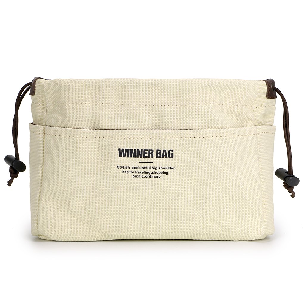 IGNPION 10 Pockets Tote Bag Organiser Small Canvas Handbag Purse Insert Organiser, Zipless Closure Pouch Handbag Liner - Stand on its Own