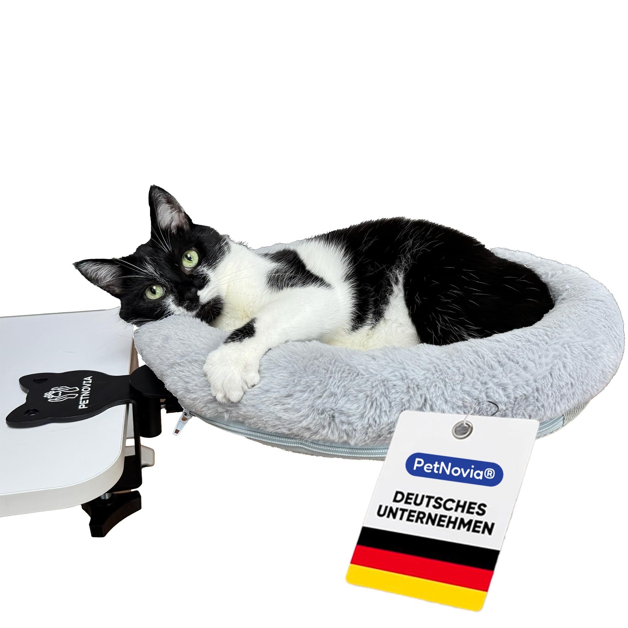 Homeoffice Schreibtisch Katzenkorb - Gemütlich Stabil und Waschbar - [40cm Durchmesser] VERSTÄRKT NEU