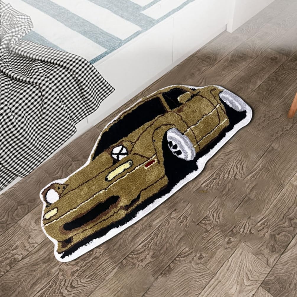 Car Shaped Bath Mats for Bathroom,Soft Shaggy Bath Rug Non Slip Entry Door Mat Home Decor Unique Funny Cartoon Thick Plush Area Rugs for Kids Bedroom,Living Room,Bedside,Playroom 18" x 39"