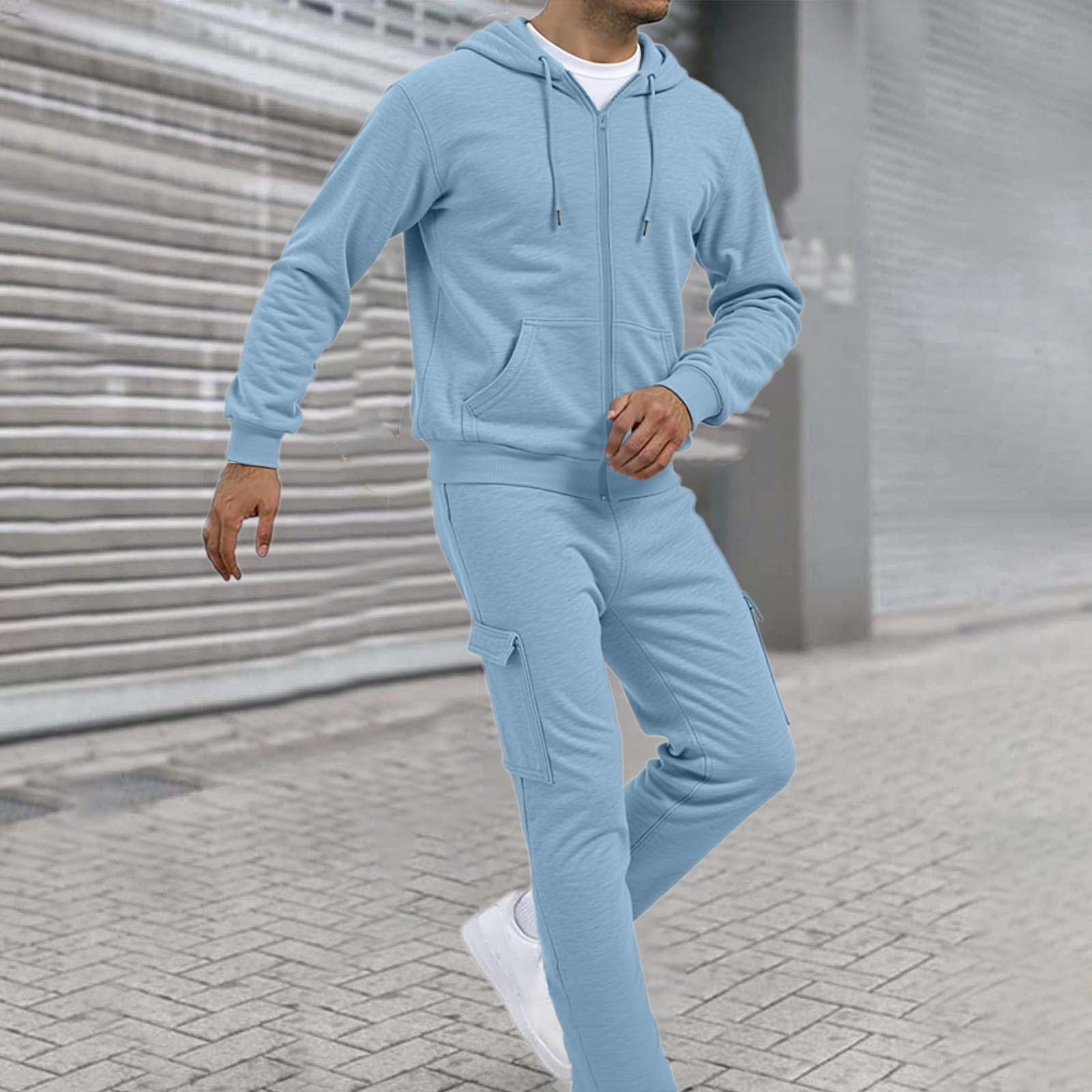 Générique Set da uomo in cotone 2 pezzi tuta da jogging sportiva felpa pantaloni casual traspirante ampio allenamento palestra casa trendy A85