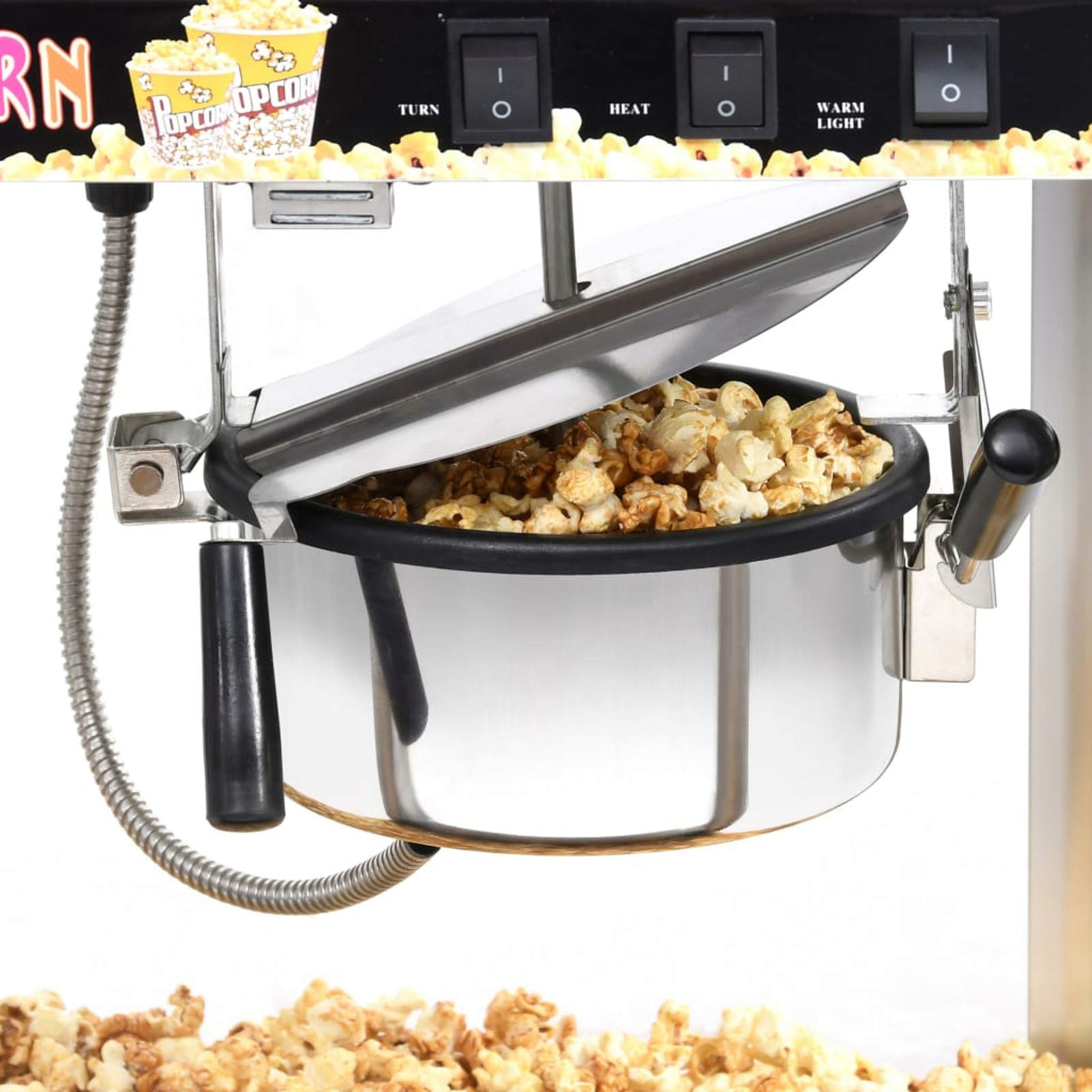 Máquina para Hacer Palomitas de maíz con Olla de teflón 1400 W Palomitero Vintage Estilo Carrito