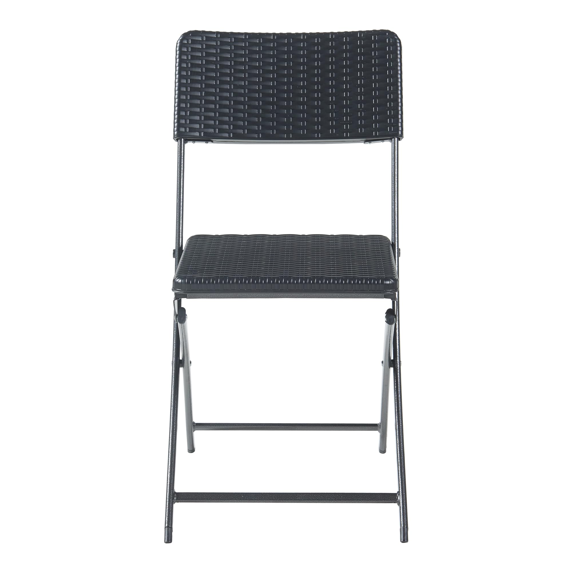 [en.casa] Lot de 2 Chaises Pliantes Extérieur pour Camping Jardin Terrasse Balcon Pêche Plage Ensemble de 2 Chaises Confortables Robustes Résistantes Métal Plastique 81 x 45 x 58 cm Effet Rotin Noir
