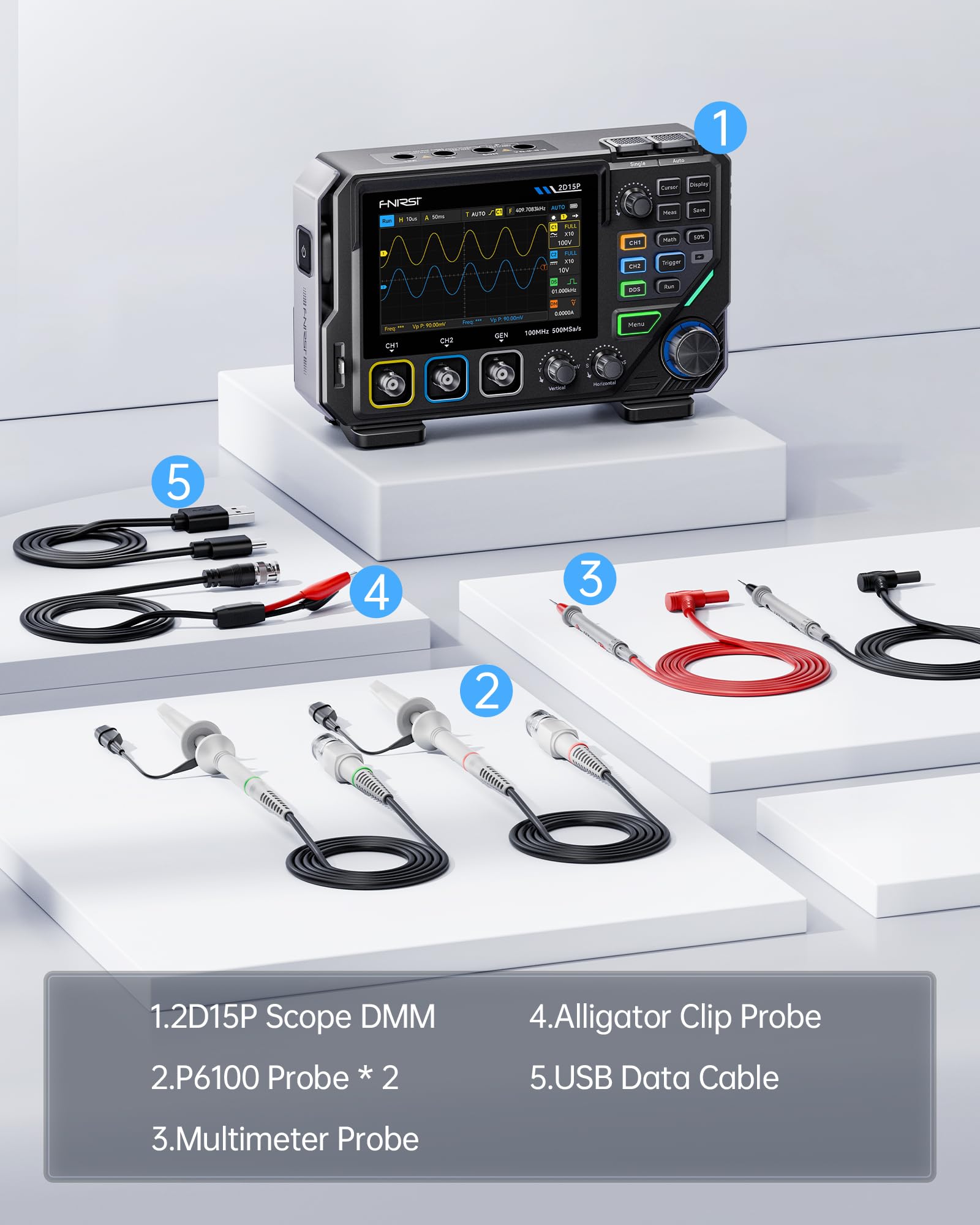 FNIRSI 2D15P: 3-in-1 Oscilloscope, Multimeter & Signal Generator -9