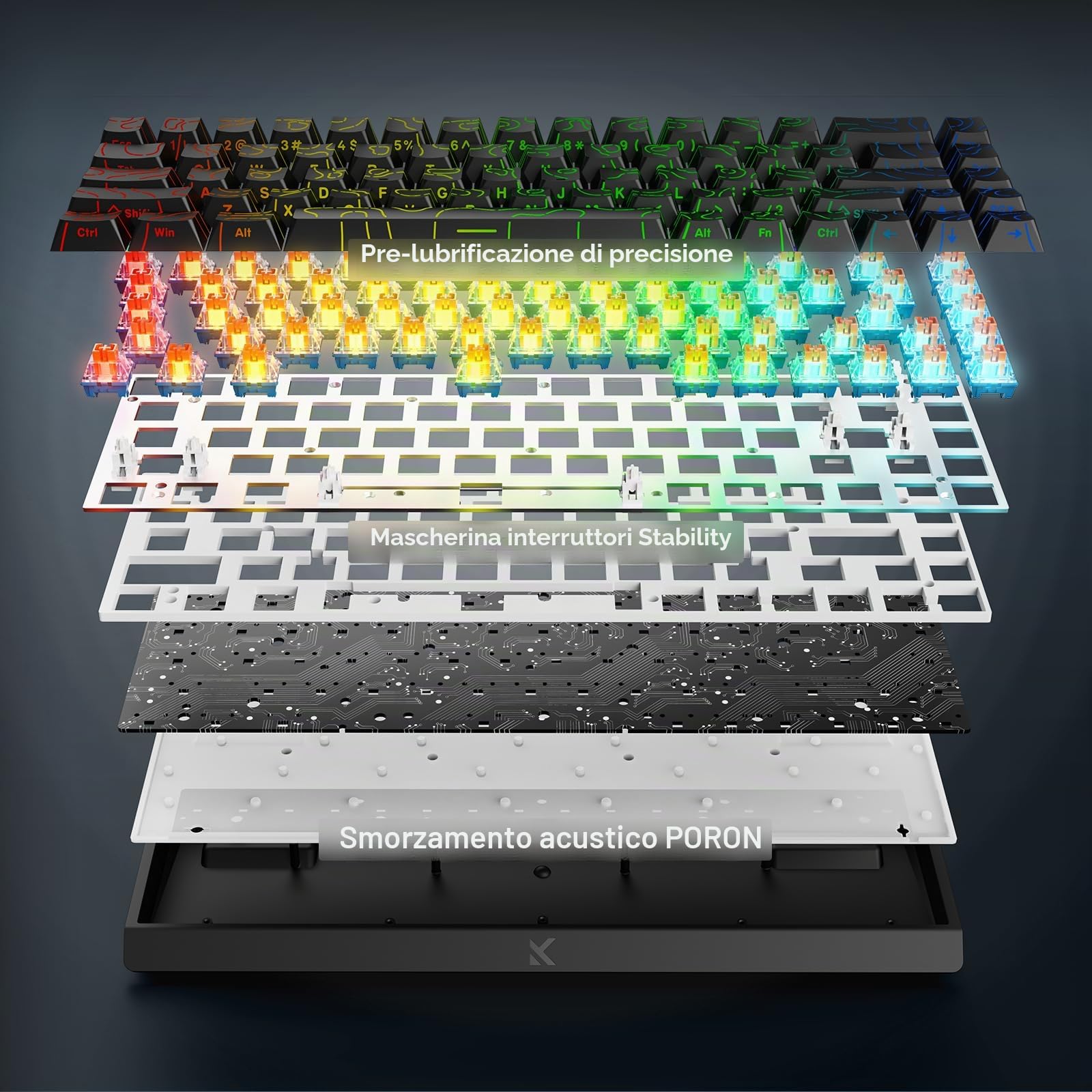 MCHOSE ACE68 Tastiera da gioco magnetica 65% HE Tastiera 8000Hz Rapid Trigger Wired RT Precisione 0,01 mm con interruttore magnetico Azione regolabile Chiave a scatto per giochi FPS Nero