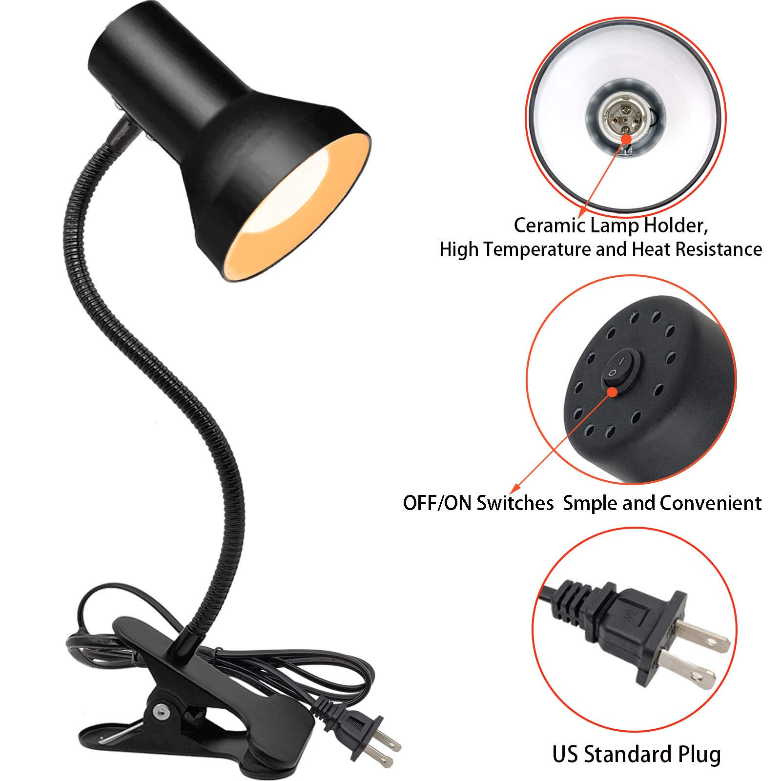 WimiSom Schreibtischlampe, augenschonende Tischlampen, 360 ° drehbar, Schwanenhals-Clip-Lampe, tragbares Leselicht, Klemmlicht, Augenpflege, Arbeitszimmer, Schreibtischlampen für Schlafzimmer und Büro