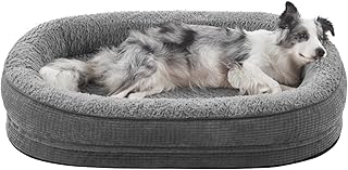 Pawk Orthopädisches Hundebett Mittelgroße Hunde, Vierseitiges Nackenrolle Kissen Hundebett Orthopädisch, Memory Foam Hundekorb Wasserdicht rutschfest, Hundebetten Abnehmbar und Waschbar product image