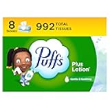Plus Lotion Facial Tissues, 8 Family Boxes, 124 Facial Tissues per Box, Allergies and Colds