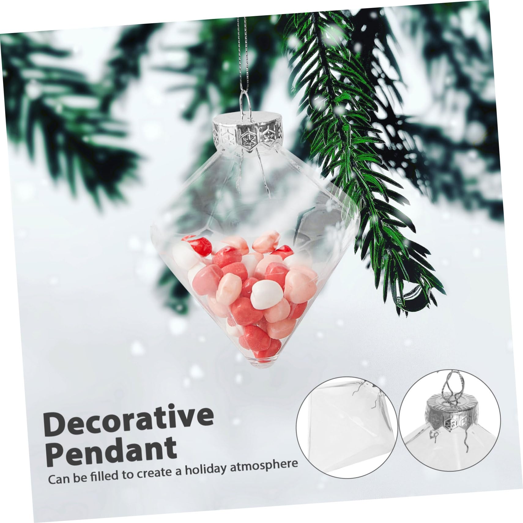 ABOOFAN 8pièces Lot de Boules De Noël Transparentes Et Incassables Plastique à Remplir pour Décoration Arbre Loisirs Manuels à Suspendre