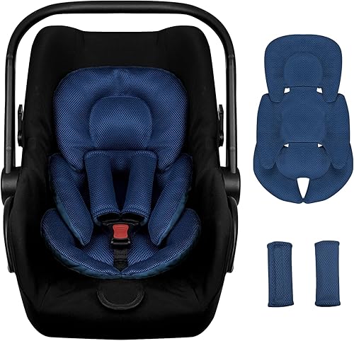 Miniatura 10 de Inserto de asiento de automóvil infantil para niñas recién nacidas, insertos de asiento de automóvil de malla de verano con almohadillas para