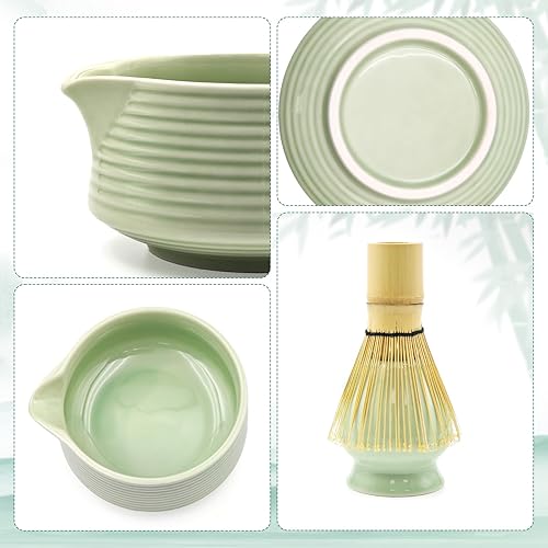 Miniatura 8 de Juego de batidor de matcha, cuenco de matcha con boquilla, soporte para cepillo de té, tamiz de acero inoxidable, soporte para batidor de matcha,