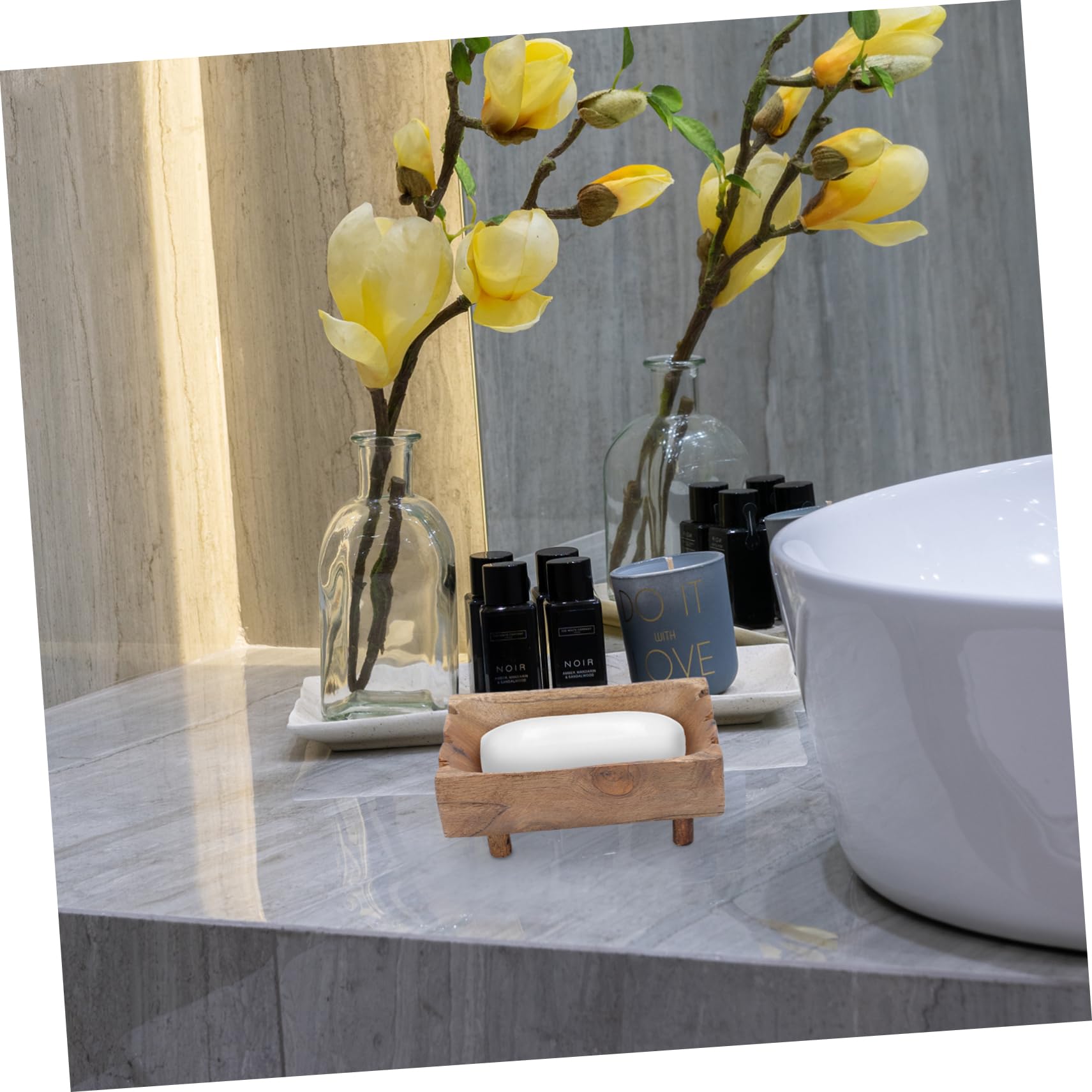 Jabonera de Madera para Baño, Contenedor de Almacenamiento con Drenaje, y Agradable, Previene Humedad y Malos Olores