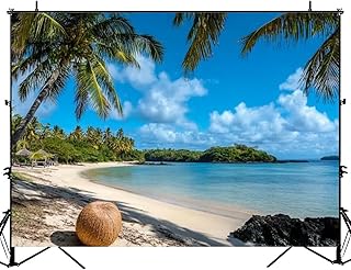 Photography Backdrop Photography Background Paradise Beautiful Sand Beach ILE Saint Island for Photoshoot Portrait Photo Studio Video Prop Birthday Party Booth Decoration 7x5ft