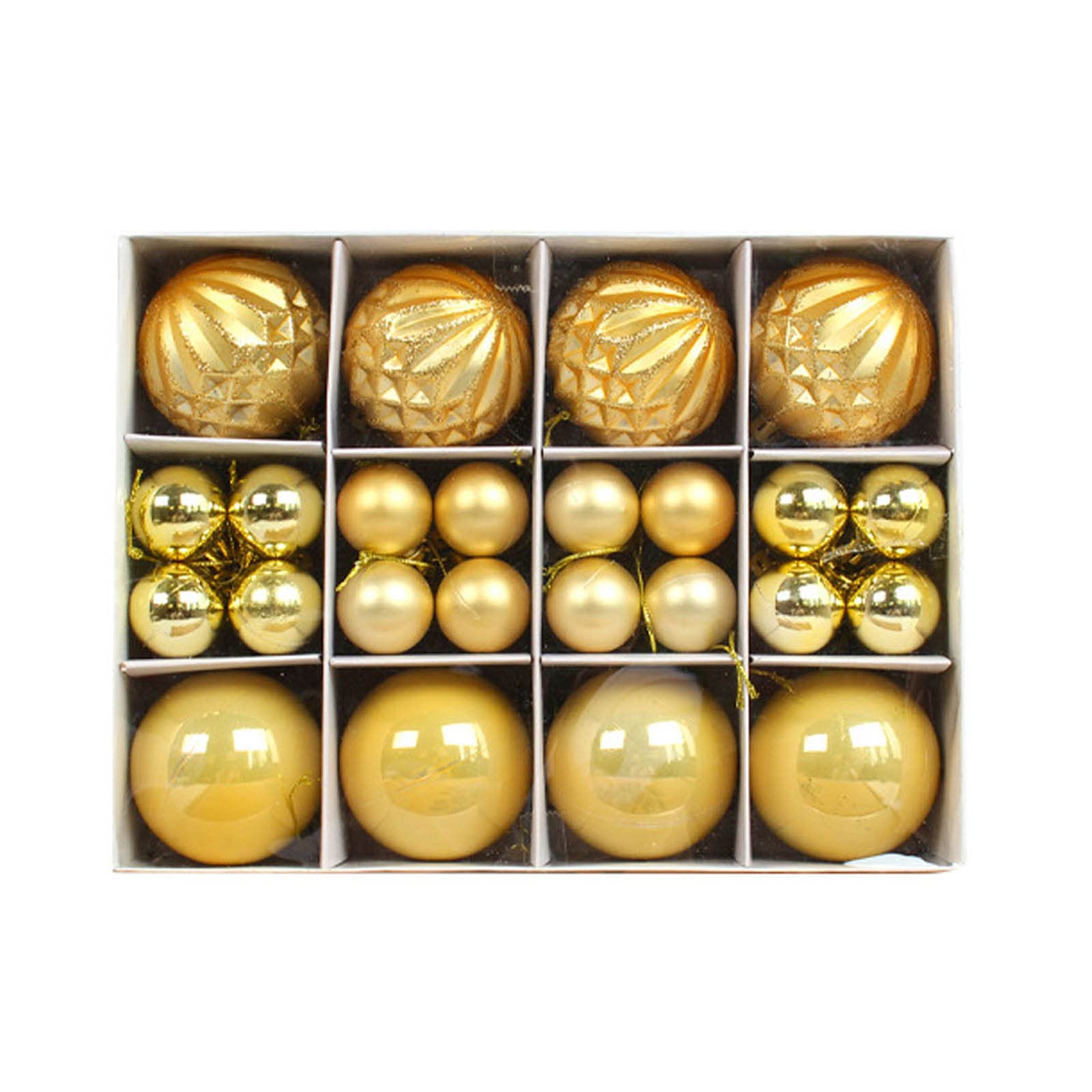 Kalttoy Gold 40Pcs Christmas Baubles Shatterproof Balls Tree Decoration Ornaments Bright Electroplating Tree Pendants Christmas Ball Ornaments Set Shatterproof