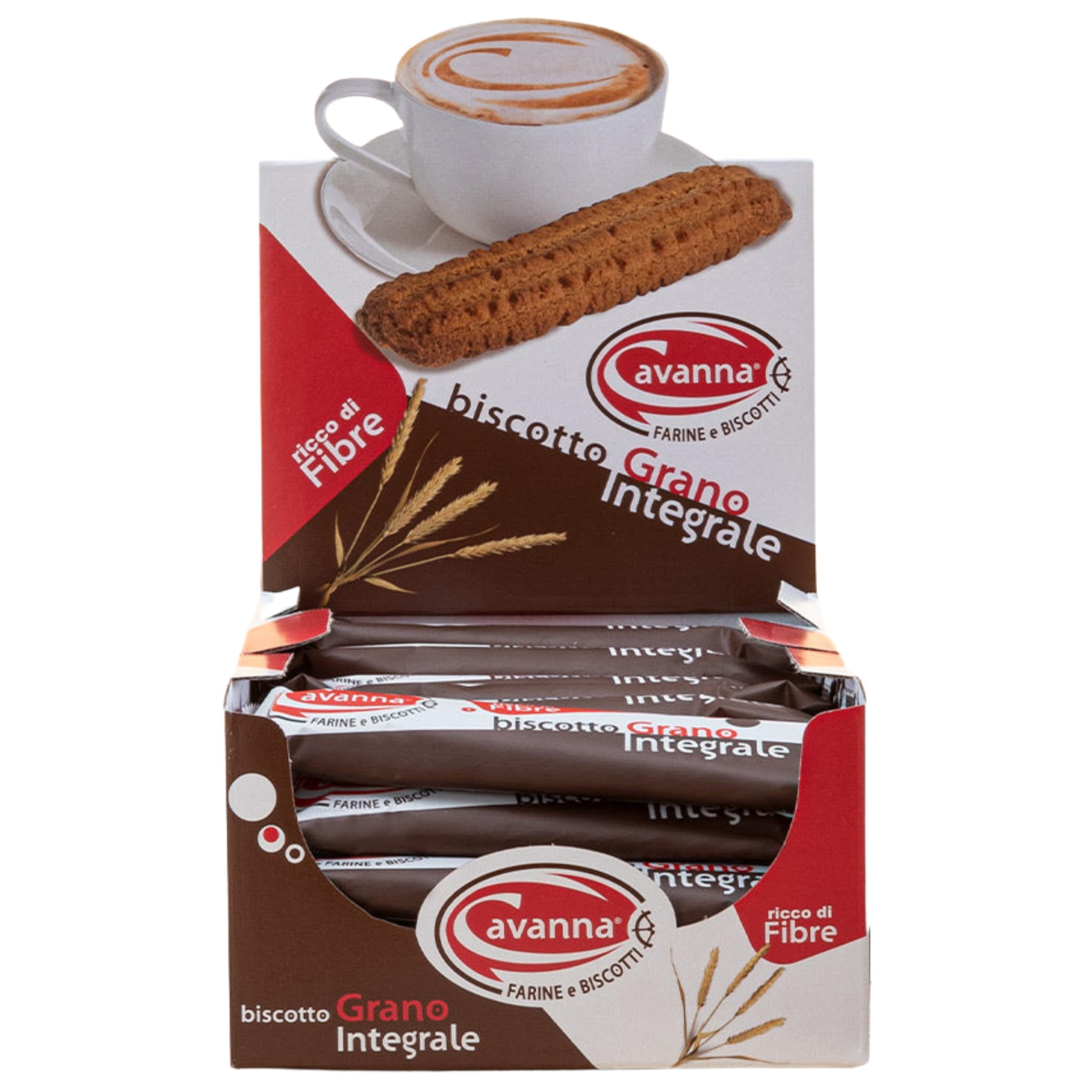 Cavanna Biscotti di grano integrale incartati singolarmente 30 gr - Ricco di fibre (Espositore 30 pezzi) - Made in Italy