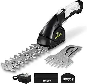 Sun Joe HJ604C 2-in-1 Cordless Grass Shear and Hedge Trimmer, 7.2V Handheld Electric Shrub Trimmer Grass Cutter, 1250 RPM Steel Blades, Rechargeable Lithium-Ion Battery and Charger Included