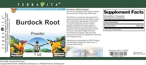 Miniatura 4 de TerraVita Polvo de raíz de bardana (1 oz, ZIN 510985) - Paquete de 3