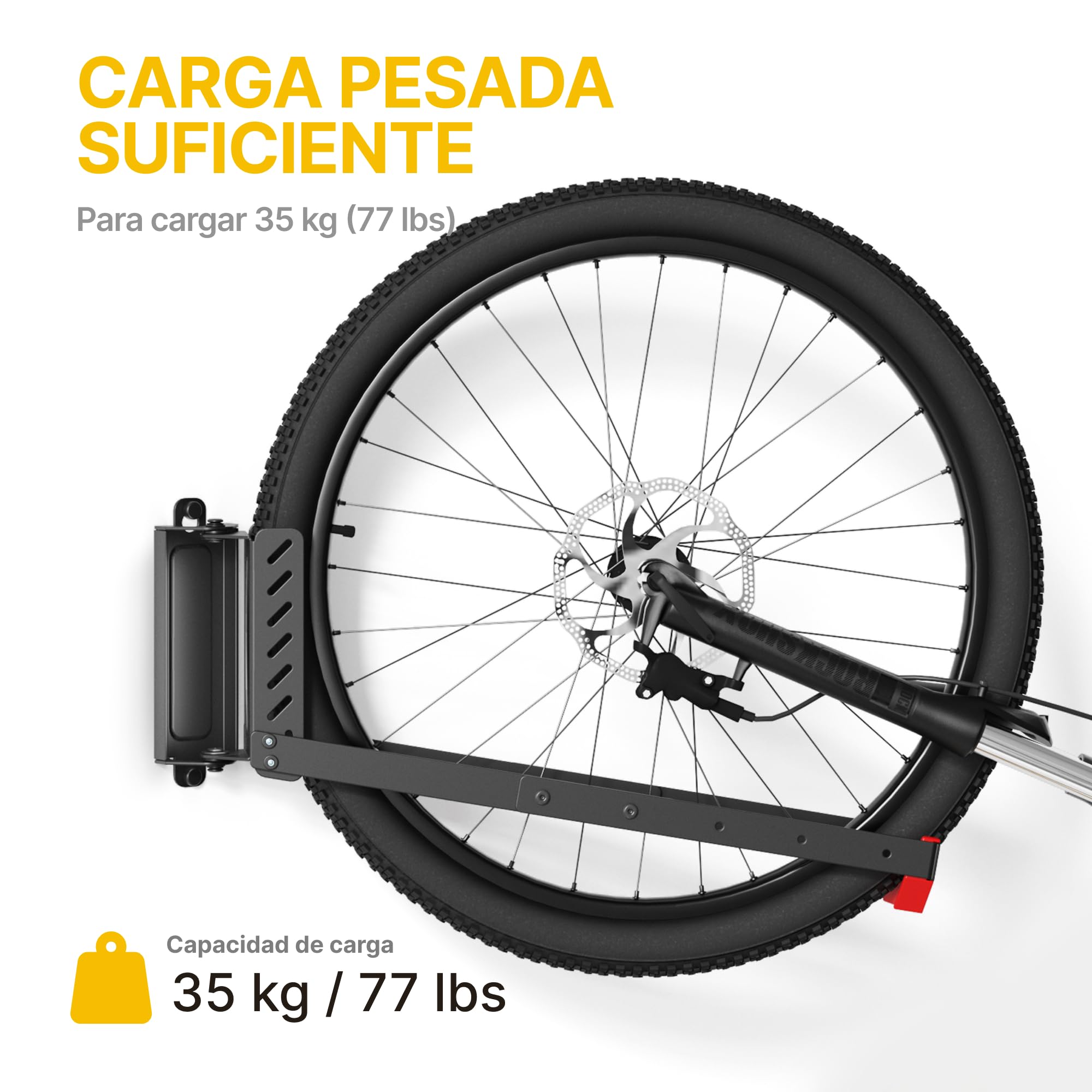 monTEK Soporte de Pared Giratorio para Bicicleta, Colgador Bicicleta Pared Ajustable y Plegable, Diseño de Elevación Fácil, Soporte de Bicicletas Ahorra Espacio para Garaje, hasta 35 kg, 2 Paquete