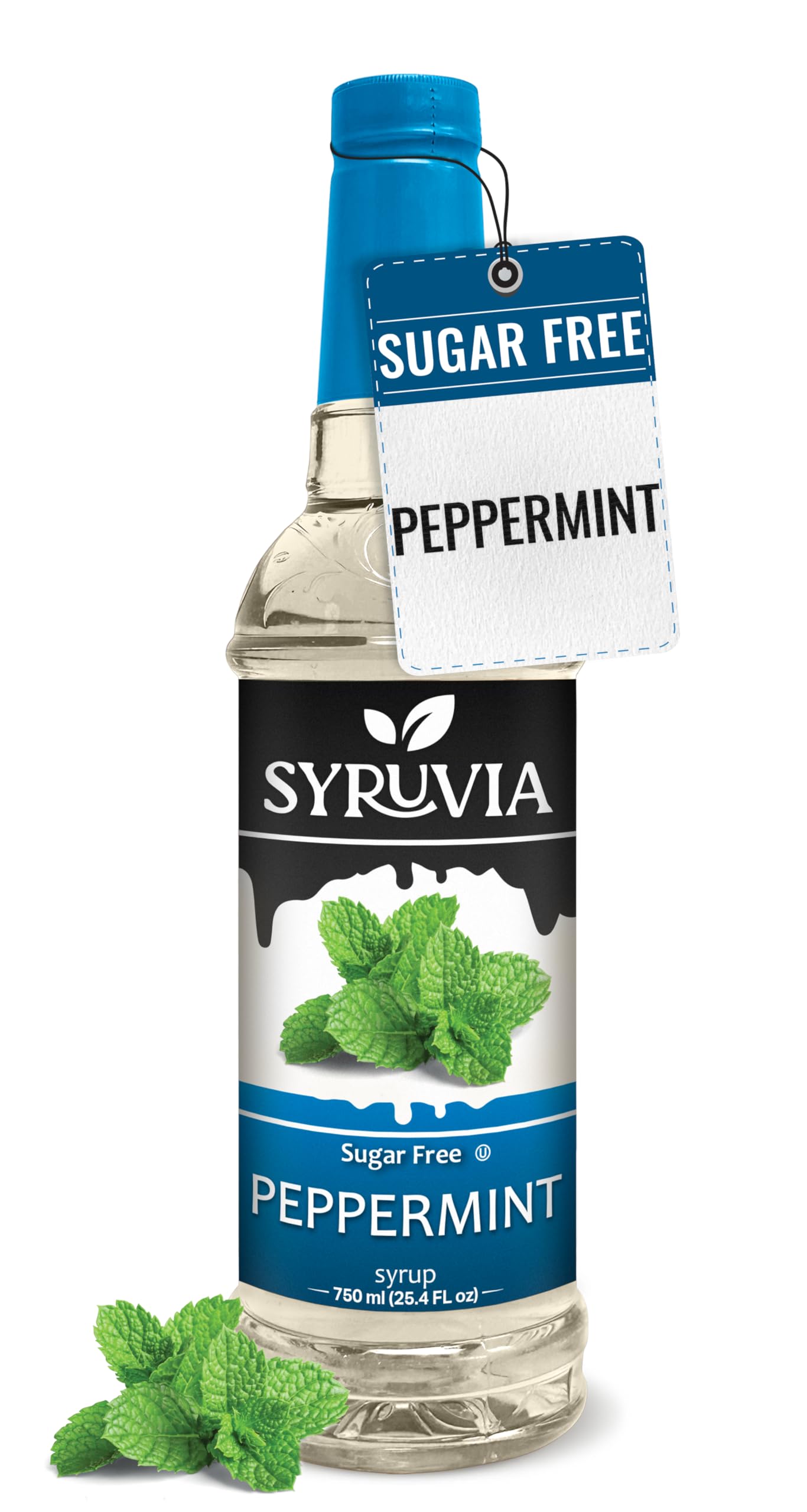 Syruvia Sugar Free Peppermint Syrup for Coffee, Flavored Syrup for Drinks, Lattes, and Desserts – 25.4 fl oz
