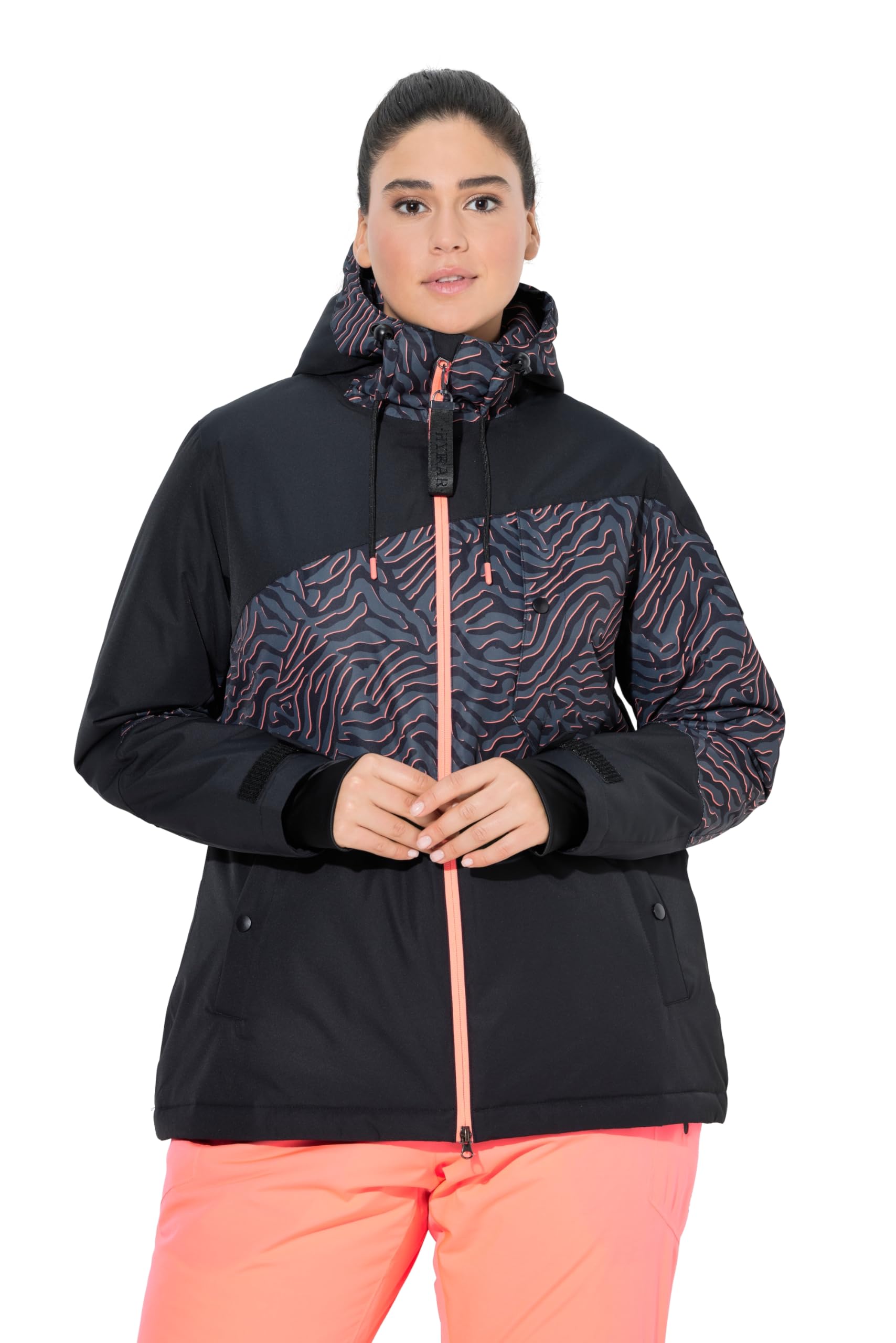 Ulla Popken Damen große Größen Übergrößen Plus Size Performance-Jacke, wasserdicht, 2-Wege-Zipper, Kapuze 845021
