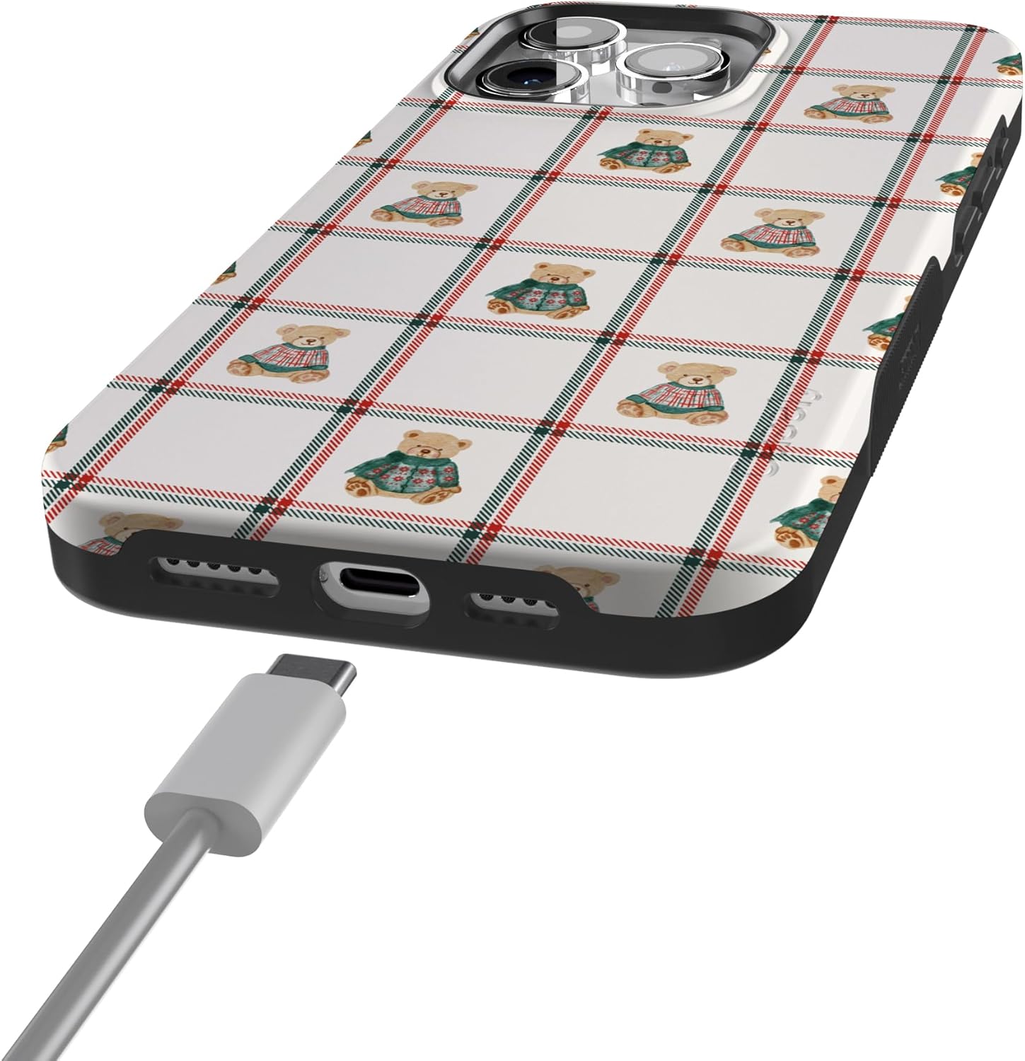 Casely iPhone 15 Pro Case | Bear Hugs | Teddy Squares | Bold Protective Design | MagSafe Compatible Design